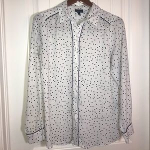 Who What Wear Polka Dot Button Down Blouse